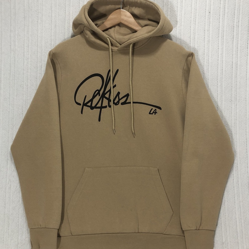 Young & Reckless LA Script Logo Hoodie Tan Camel Mens Large Streetwear Pullover